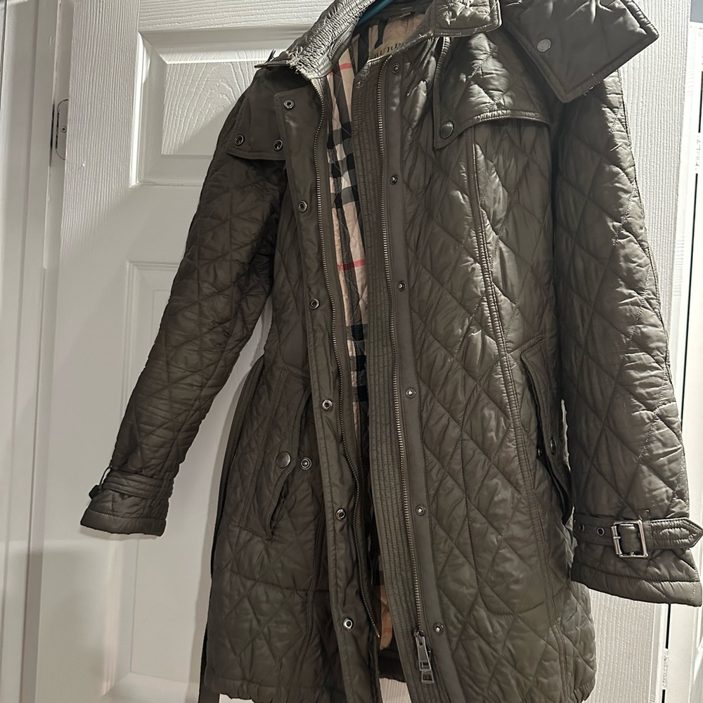 Burberry jacket olive color size L GUC